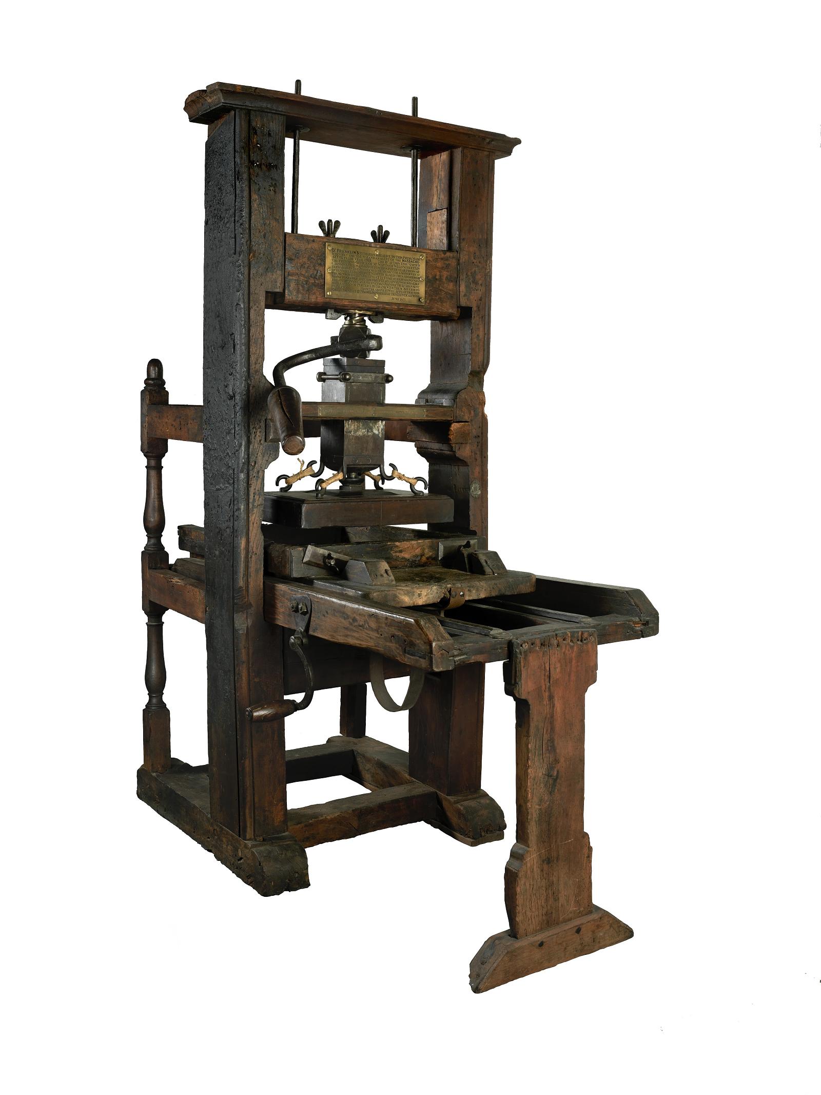 Original Franklin English common printing press